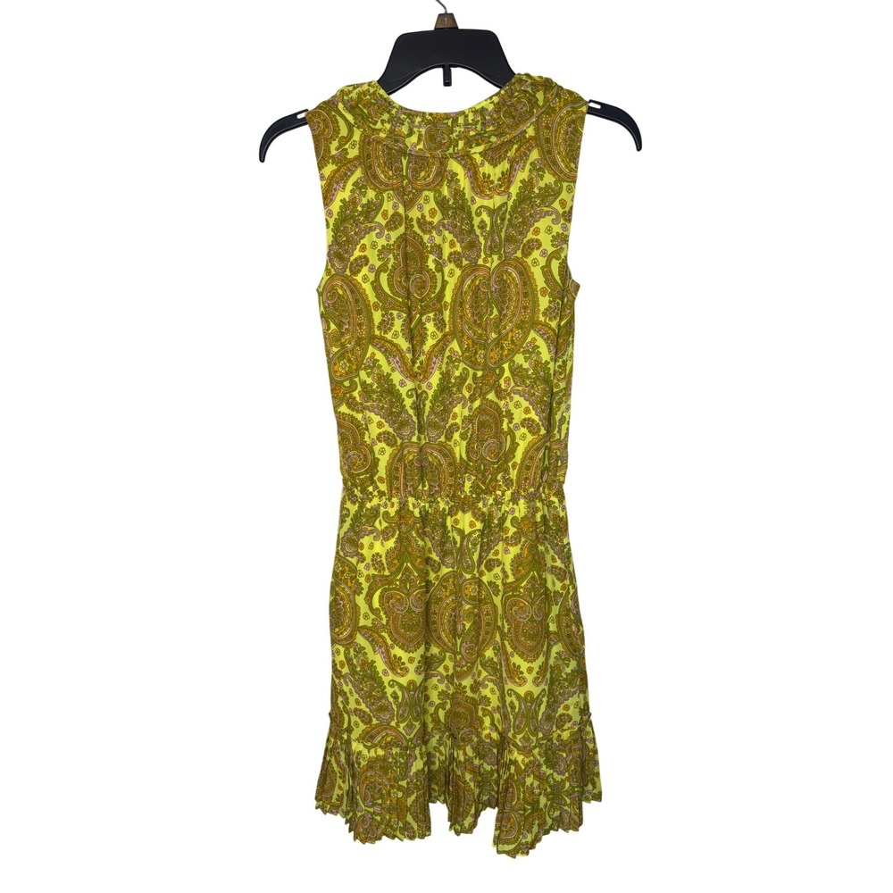 Banana Republic Dress Paisley Yellow Sleeveless Ruffle Boho Petite XS - Picture 3 of 8